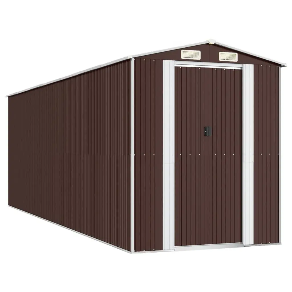 Garden Shed Outdoor Storage Tool House Dark Brown Galvanised Steel Structure