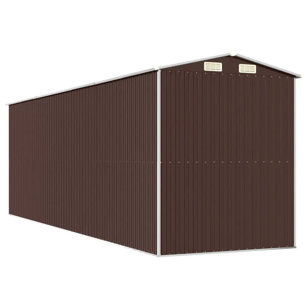 Garden Shed Outdoor Storage Tool House Dark Brown Galvanised Steel Structure