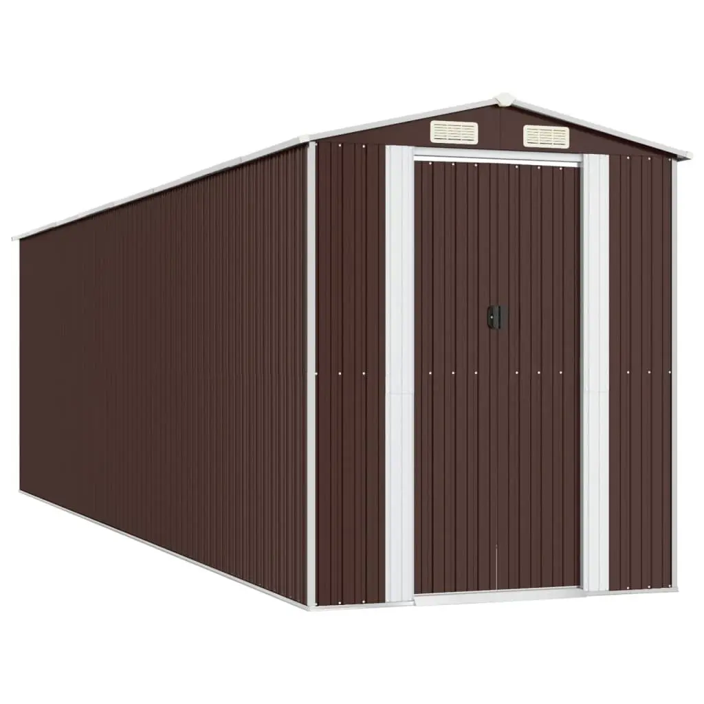 Garden Shed Outdoor Storage Dark Brown Galvanised Steel Large