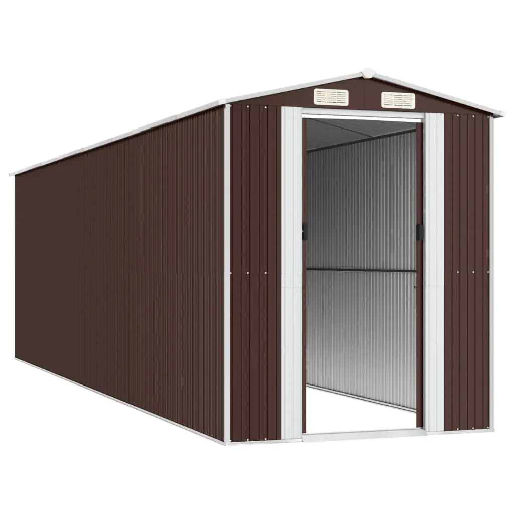Garden Shed Outdoor Storage Dark Brown Galvanised Steel Large