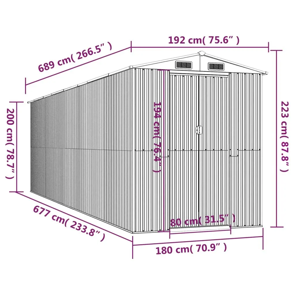 Garden Shed Outdoor Storage Dark Brown Galvanised Steel Large