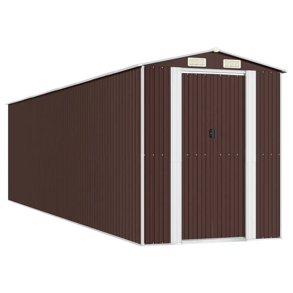 Garden Shed Dark Brown Galvanised Steel Outdoor Storage Tool House