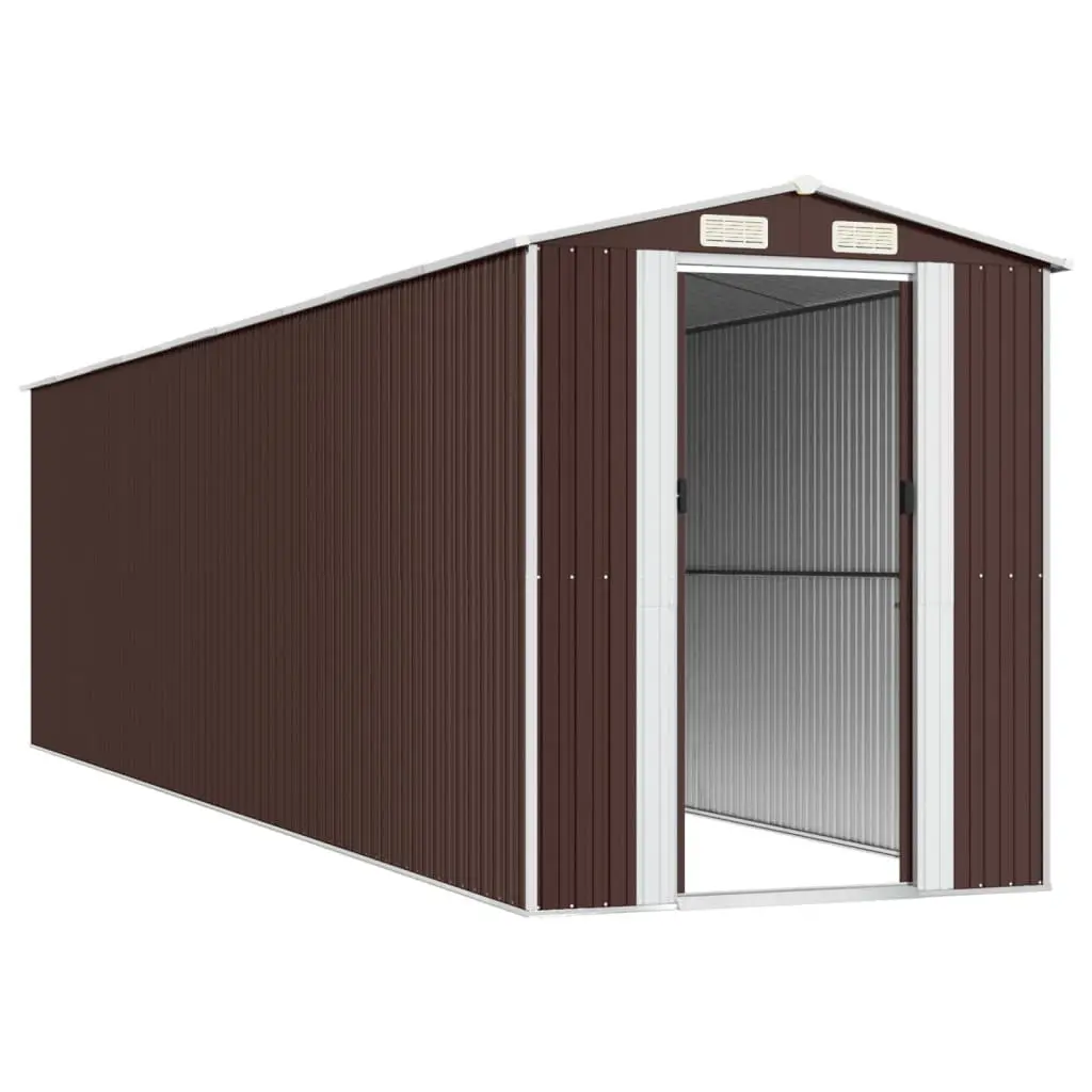 Garden Shed Dark Brown Galvanised Steel Outdoor Storage Tool House