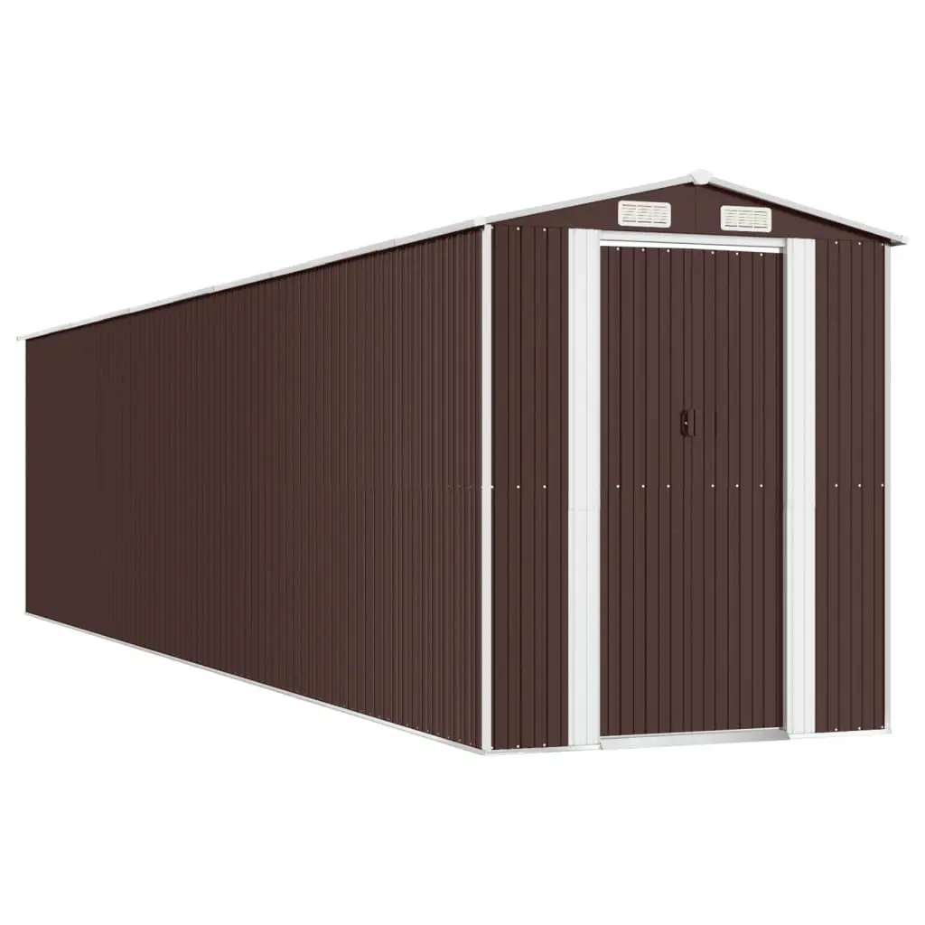 Garden Shed Outdoor Storage Tool House Dark Brown Galvanised Steel Spacious