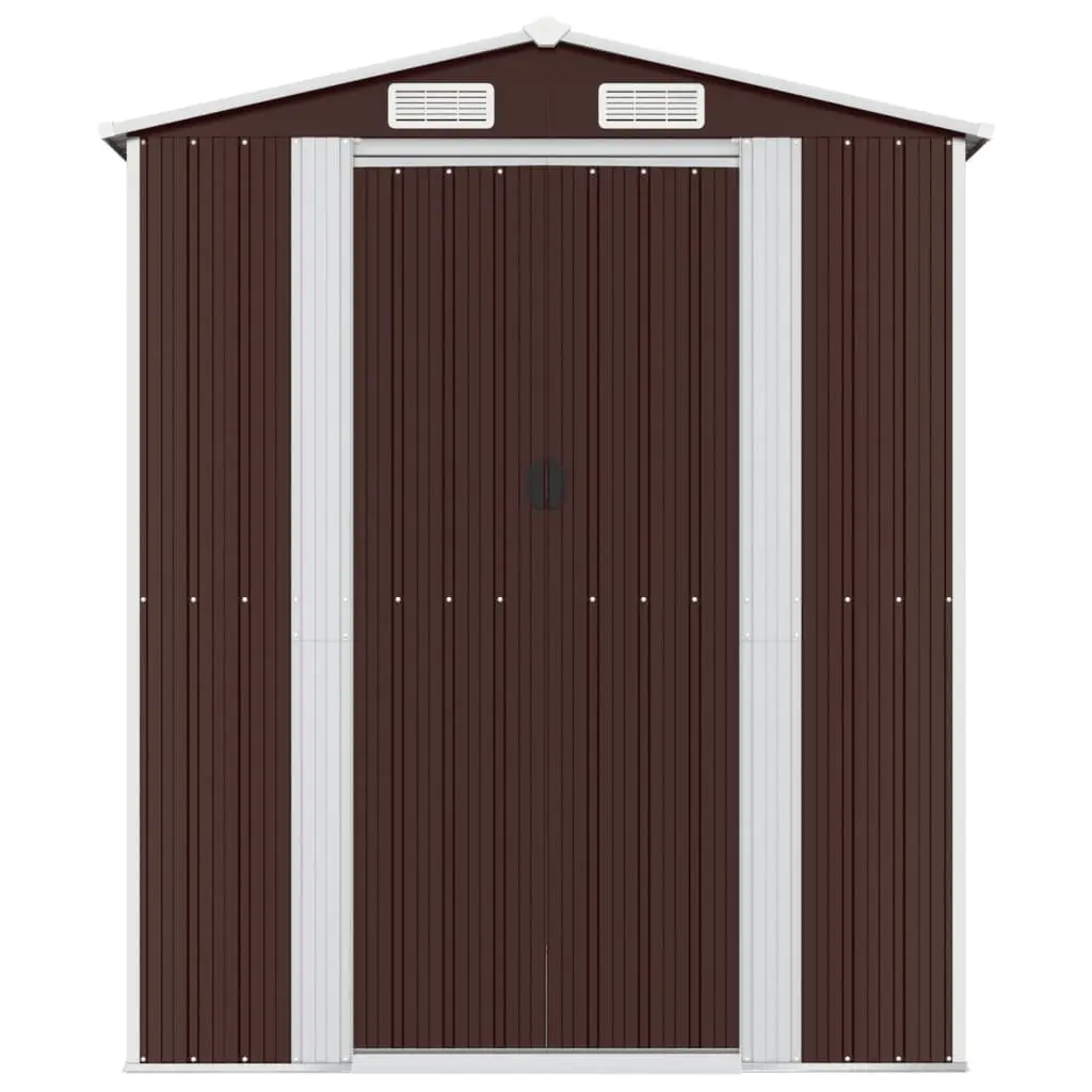 Garden Shed Outdoor Storage Tool House Dark Brown Galvanised Steel Spacious