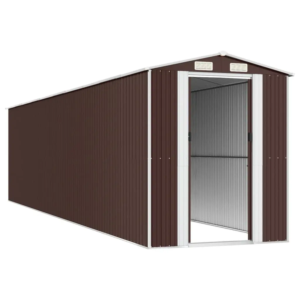 Garden Shed Outdoor Storage Tool House Dark Brown Galvanised Steel Spacious