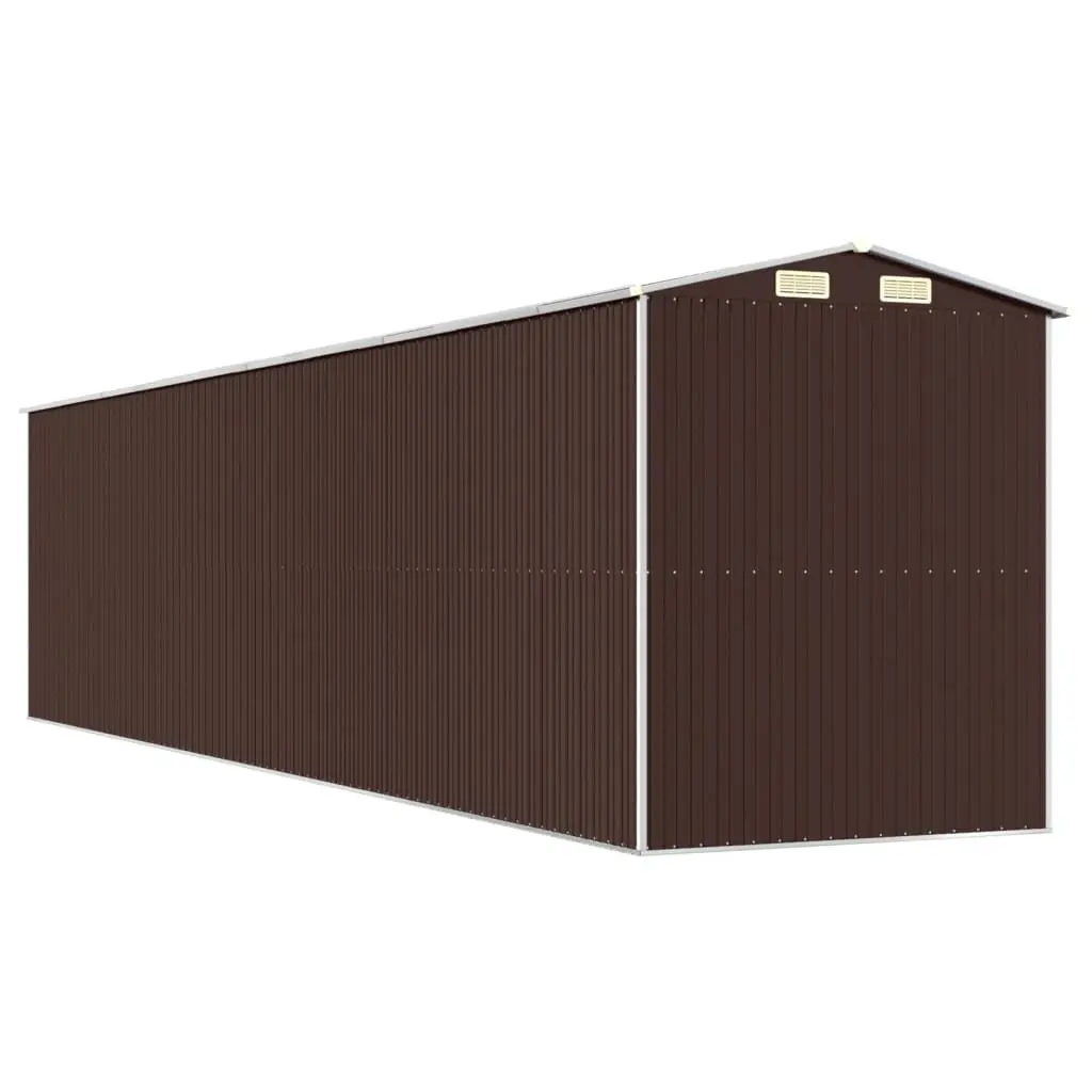 Garden Shed Outdoor Storage Tool House Dark Brown Galvanised Steel Spacious