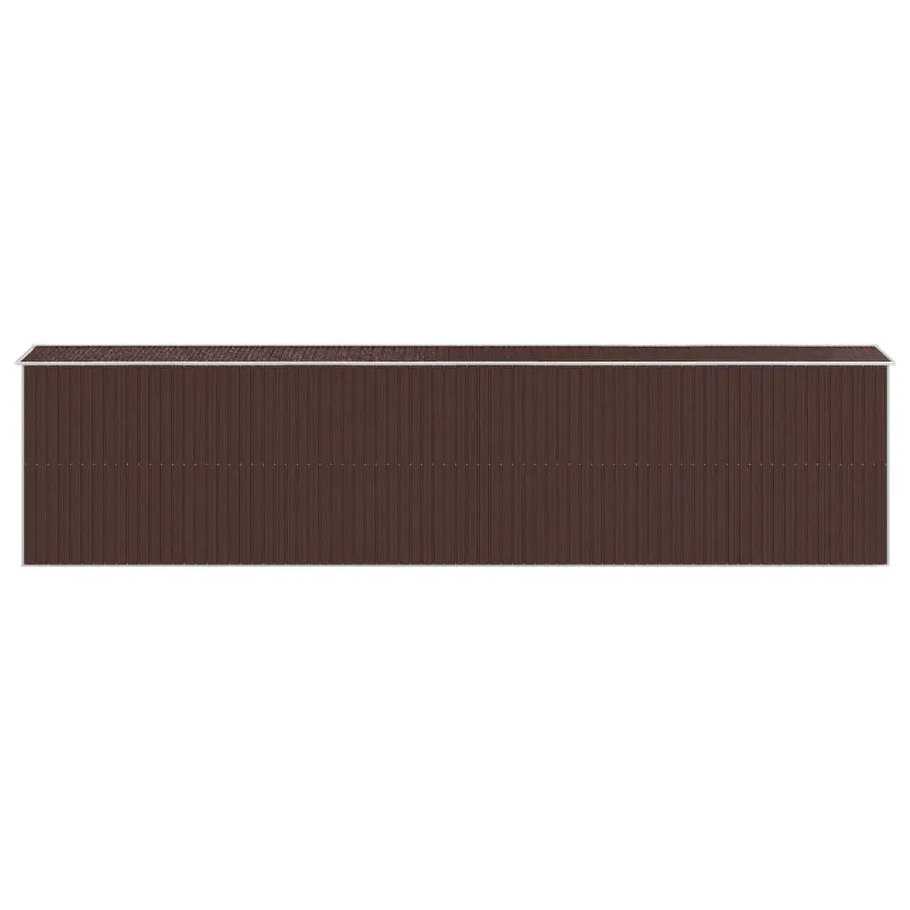 Garden Shed Outdoor Storage Tool House Dark Brown Galvanised Steel Spacious