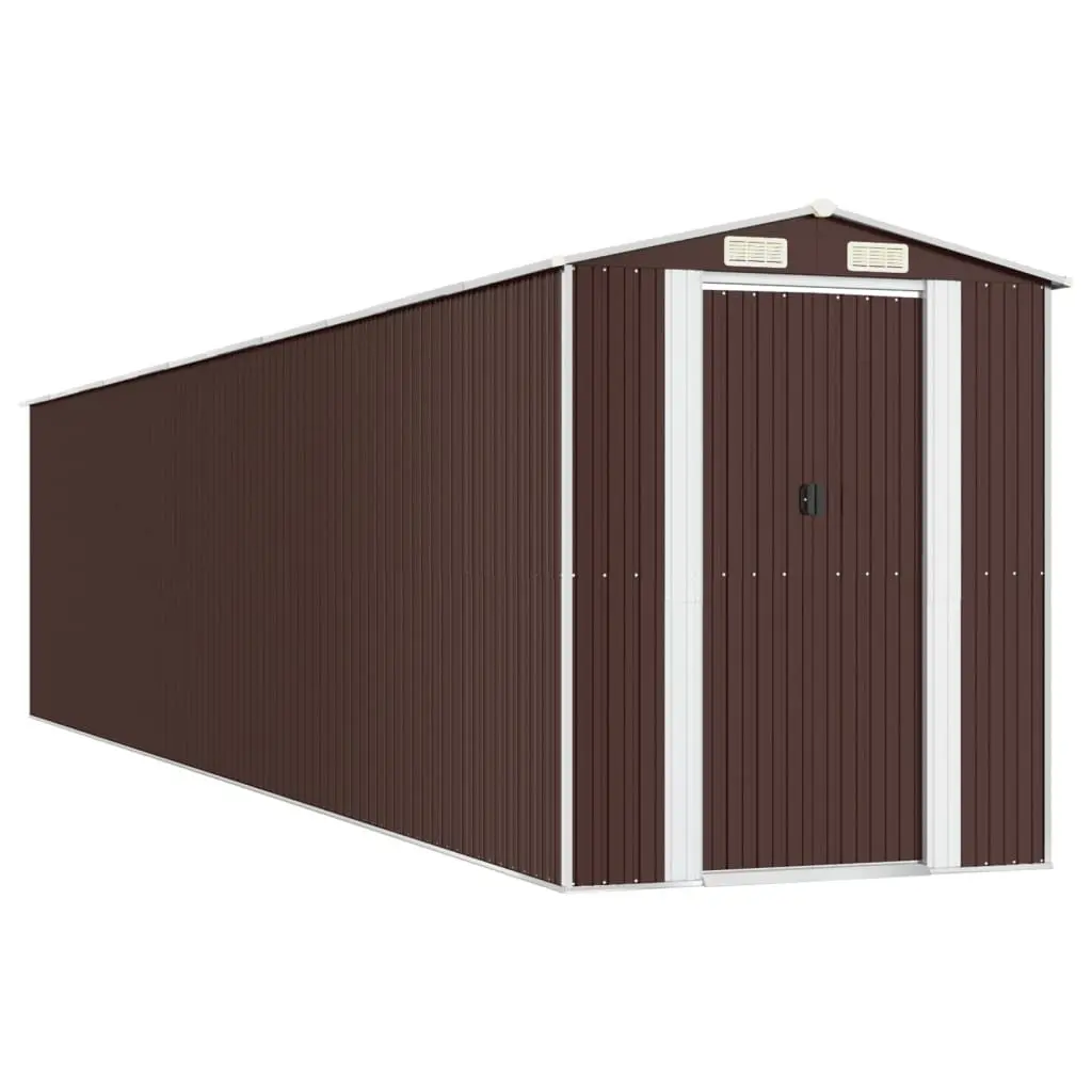 Garden Shed Outdoor Storage Dark Brown Galvanised Steel Spacious
