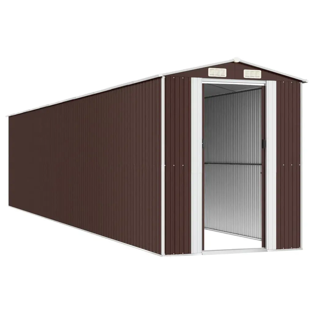 Garden Shed Outdoor Storage Dark Brown Galvanised Steel Spacious