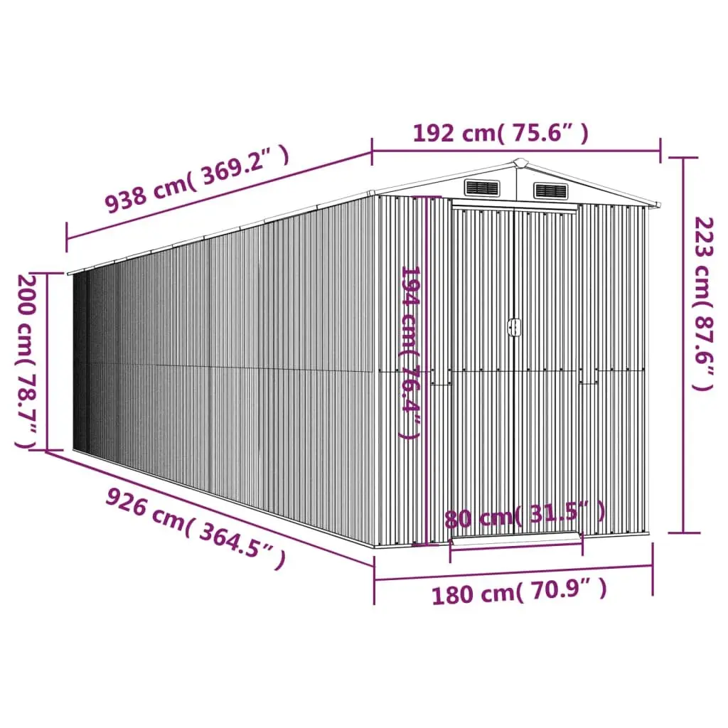 Garden Shed Outdoor Storage Dark Brown Galvanised Steel Spacious