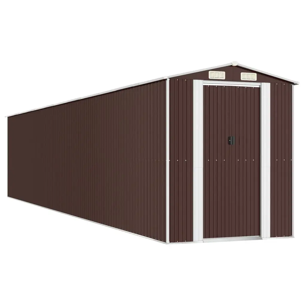 Garden Shed Outdoor Storage Dark Brown Galvanised Steel 192x102x223 cm