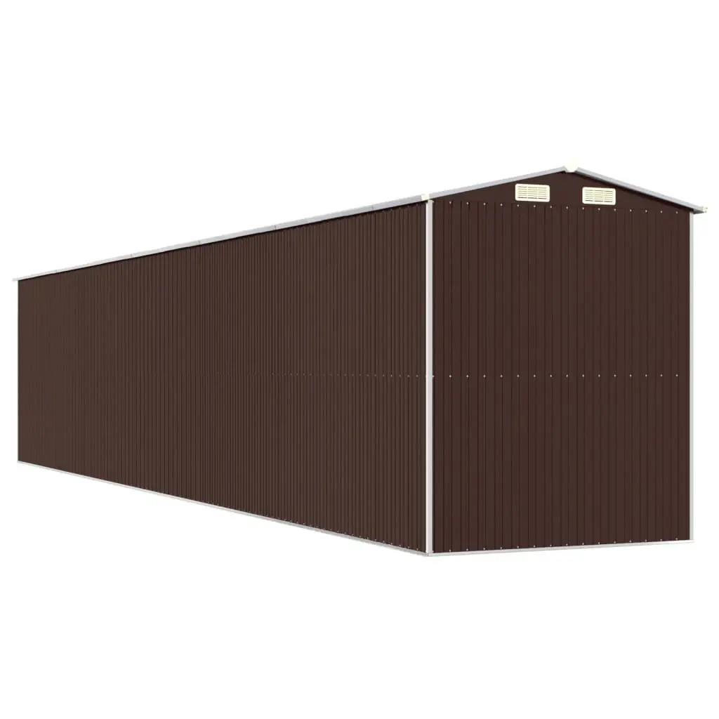 Garden Shed Outdoor Storage Dark Brown Galvanised Steel 192x102x223 cm