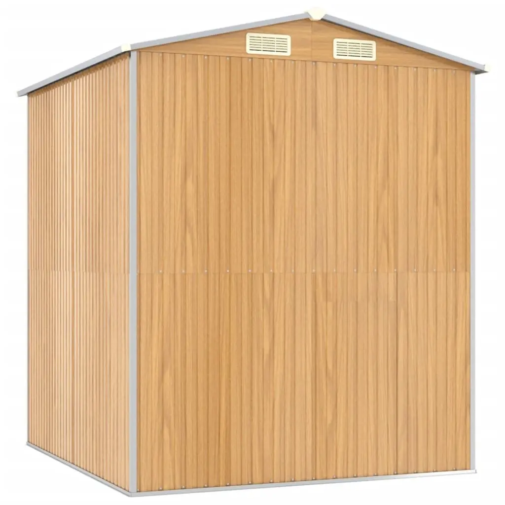 Garden Shed Outdoor Storage Tool House 192x191x223cm Brown Galvanised Steel Double Doors