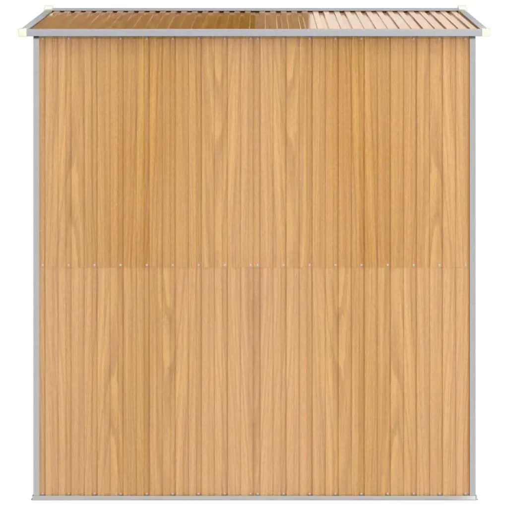 Garden Shed Outdoor Storage Tool House 192x191x223cm Brown Galvanised Steel Double Doors