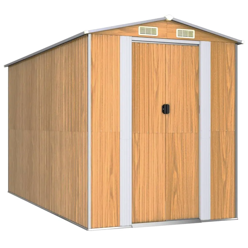 Garden Shed Outdoor Storage Tool House Light Brown Galvanised Steel Structure