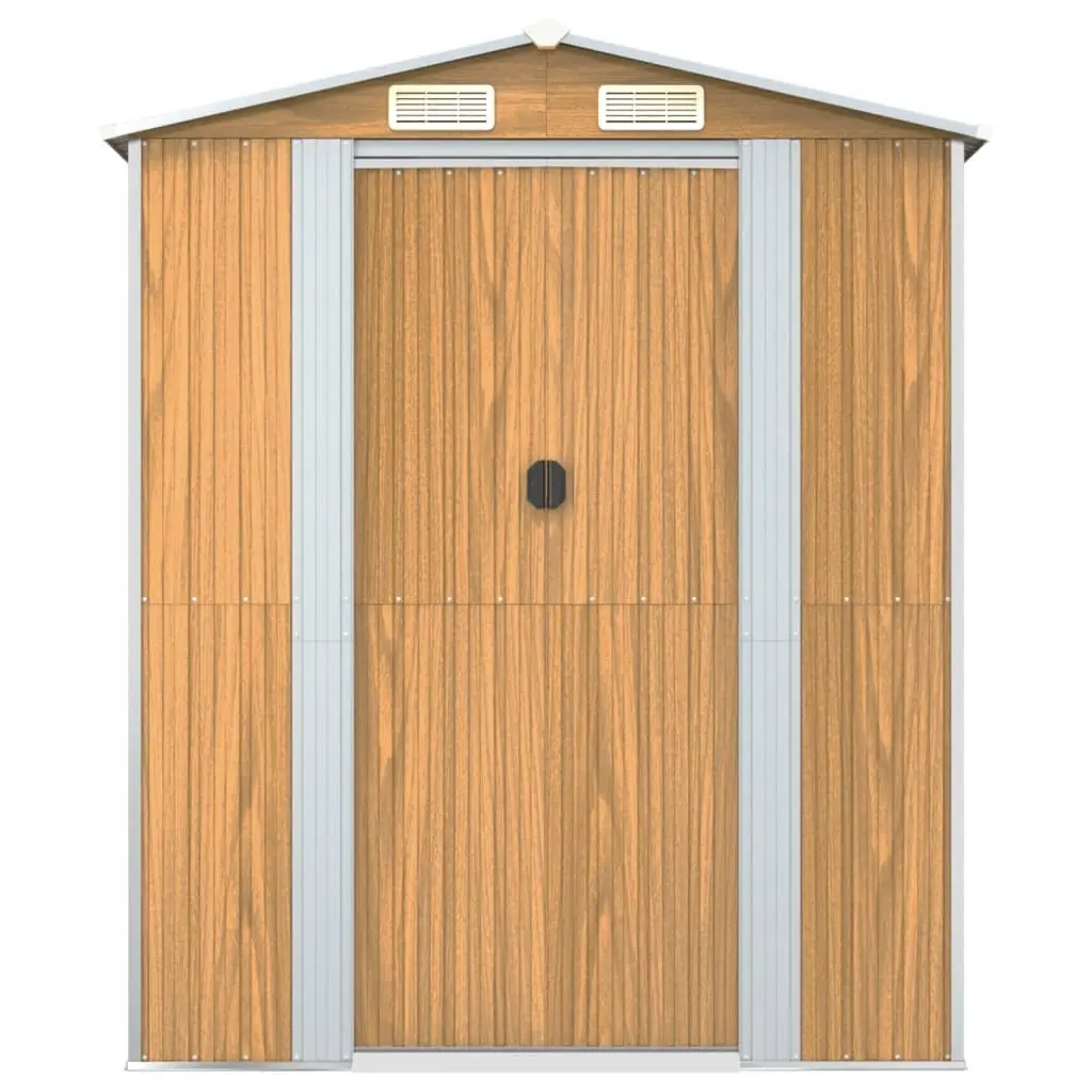 Garden Shed Outdoor Storage Tool House Light Brown Galvanised Steel 192x606x223 cm
