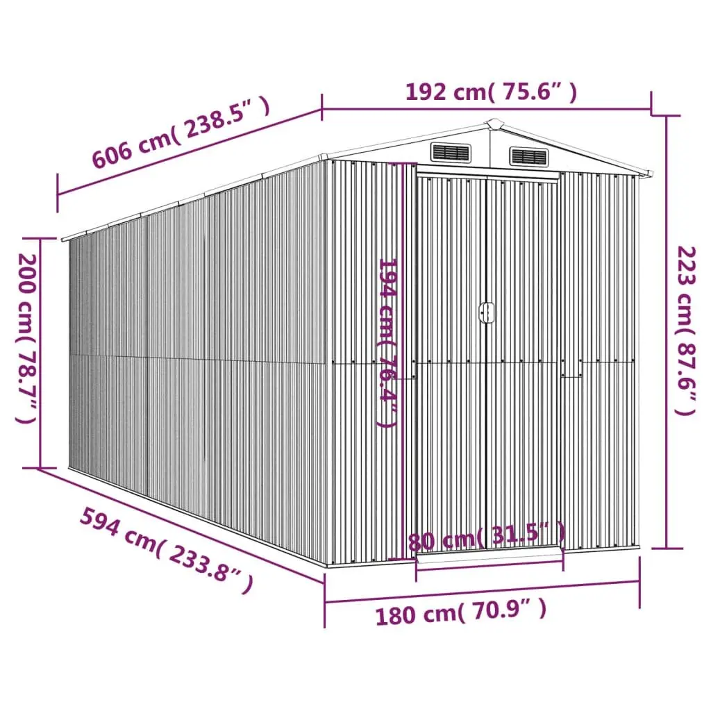 Garden Shed Outdoor Storage Tool House Light Brown Galvanised Steel 192x606x223 cm