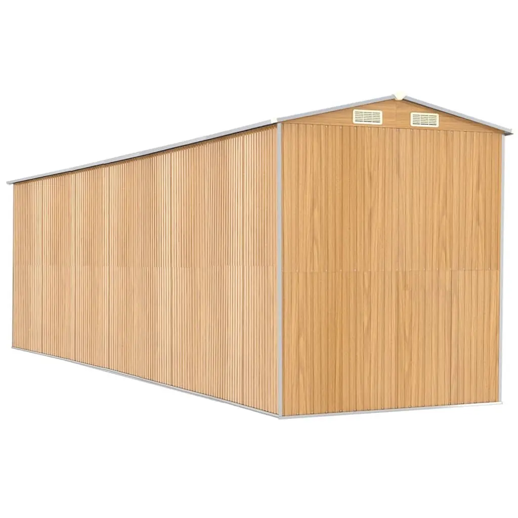 Garden Shed Outdoor Storage Tool House Light Brown Double Sliding Doors 192 x 689 x 223 cm