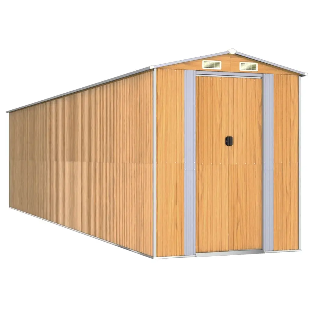 Garden Shed Outdoor Storage Light Brown Galvanised Steel 192 x 772 x 223 cm