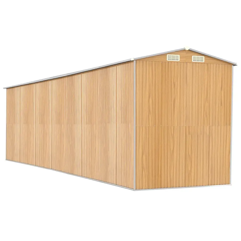 Garden Shed Outdoor Storage Light Brown Galvanised Steel 192 x 772 x 223 cm