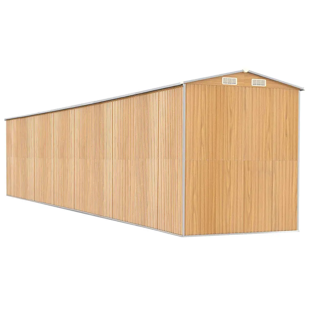 Brown Metal Garden Shed for Outdoor Use