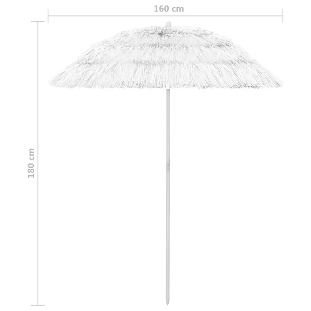 Beach Parasol UV Protection 180cm White Outdoor Sun Umbrella