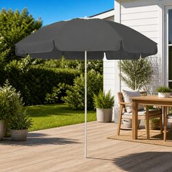 Beach Parasol Anthracite 240cm Outdoor Sun Shade Umbrella Tilt Vent Garden Patio