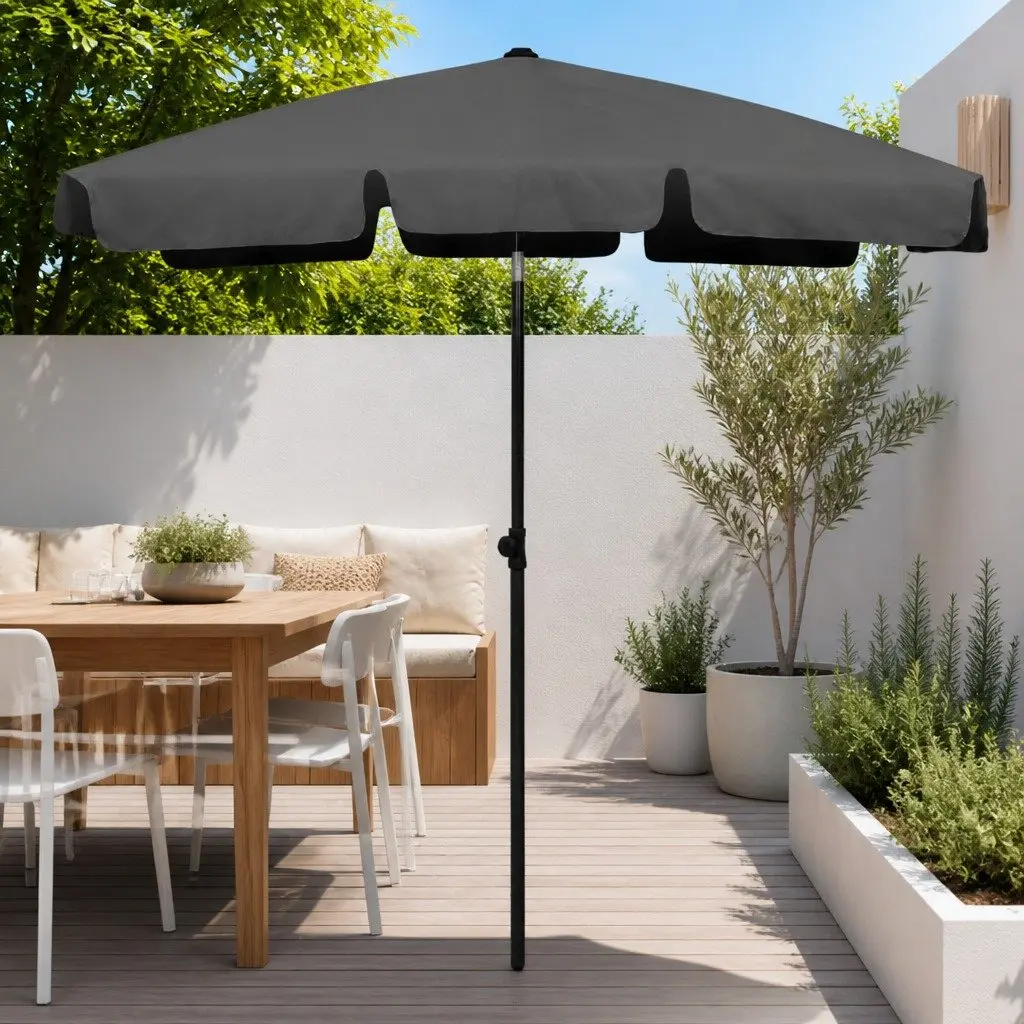 Beach Parasol UV Protection Outdoor Sun Shade Umbrella 180x120cm Anthracite