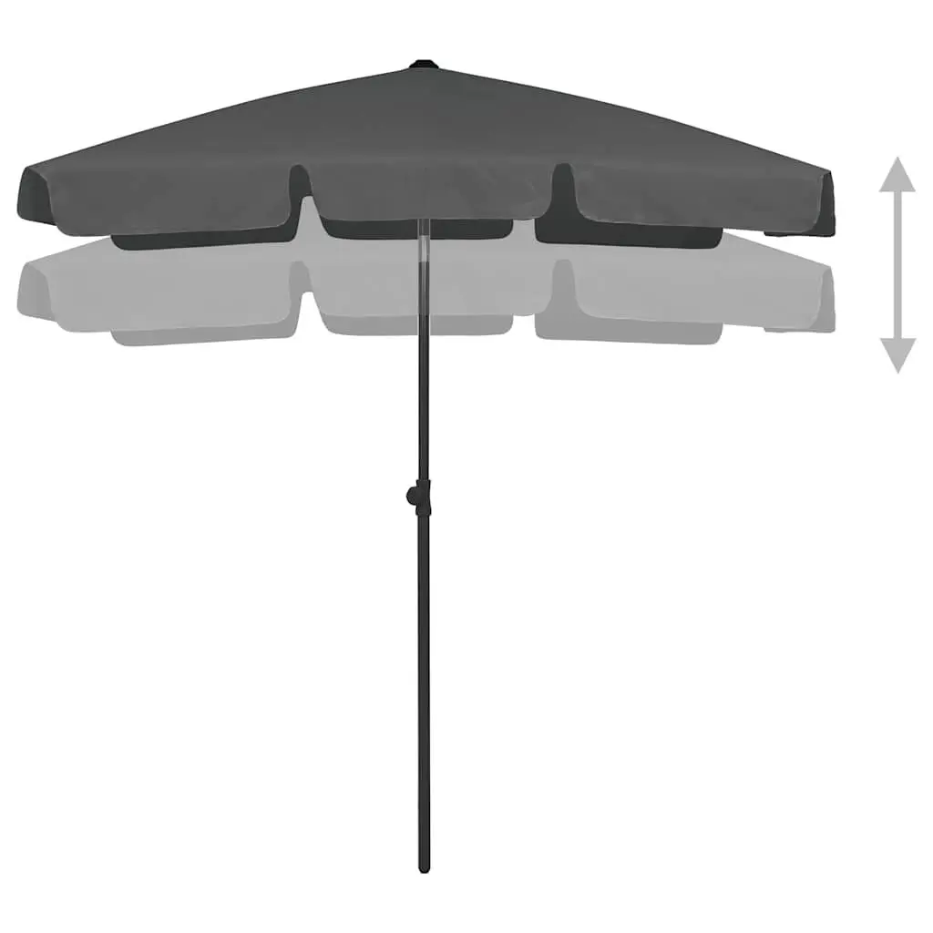 Beach Parasol UV Protection Outdoor Sun Shade Umbrella 180x120cm Anthracite