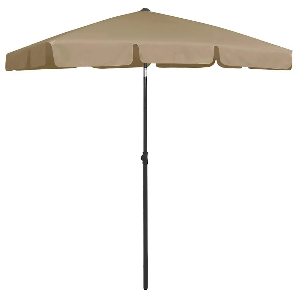 Beach Parasol UV Protection Outdoor Sunshade Umbrella Tilt Function 180 x 120 cm Taupe