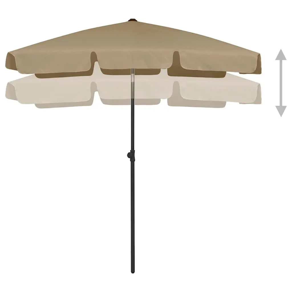 Beach Parasol UV Protection Outdoor Sunshade Umbrella Tilt Function 180 x 120 cm Taupe