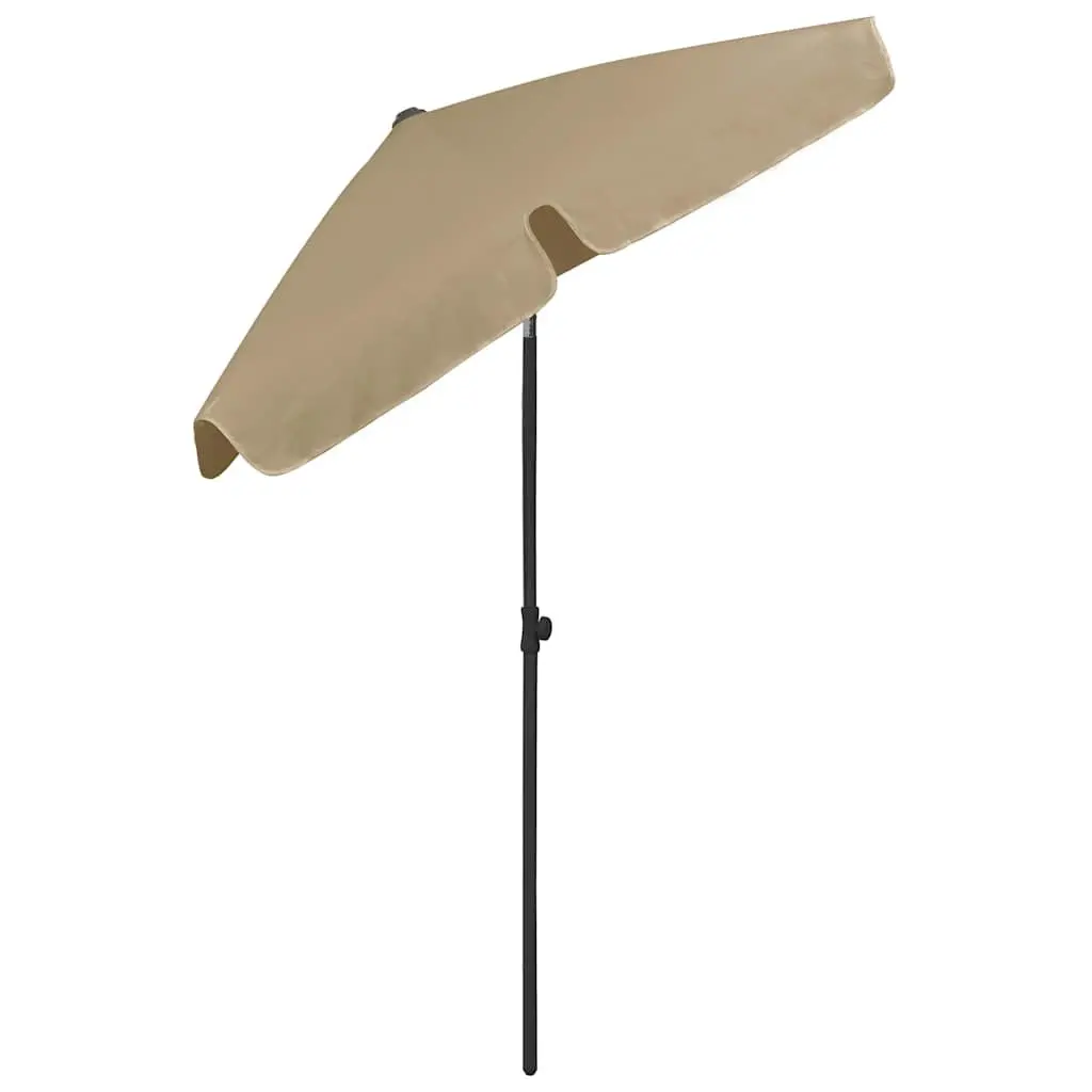 Beach Parasol UV Protection Outdoor Sunshade Umbrella Tilt Function 180 x 120 cm Taupe