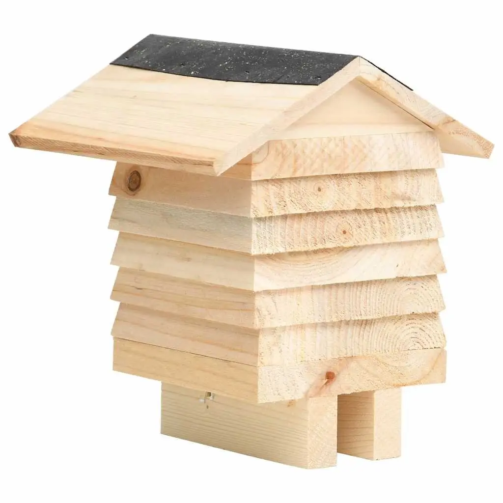 Bee Hotel Wooden Nesting House Solitary Bee Habitat Garden Outdoor Brown 22x20x20cm