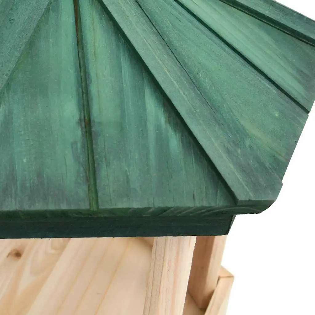 Bird Feeder Octagon Hanging Outdoor Wooden Garden Brown 33 x 30 cm