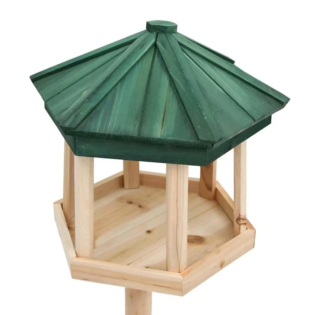 Standing Bird Feeder Solid Wood Tripod Design Brown Garden Outdoor Feeding