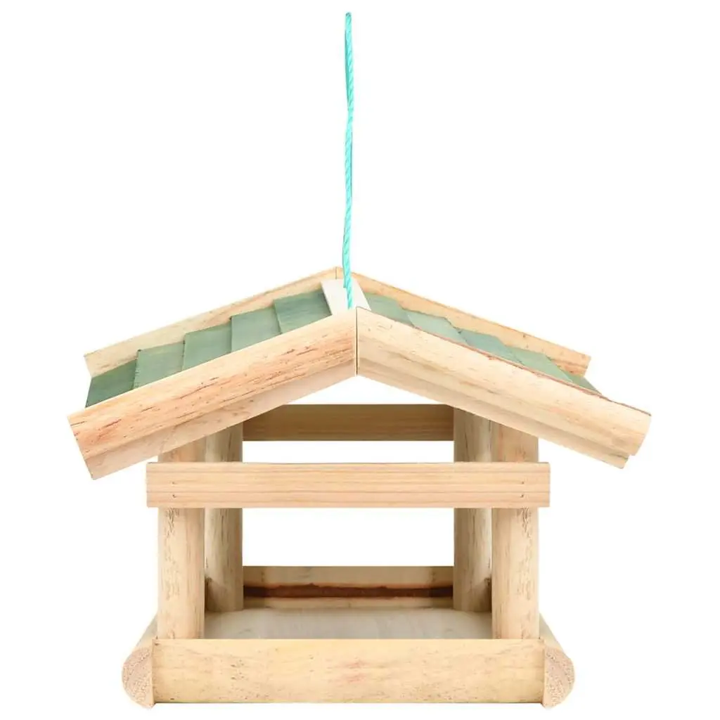 Bird Feeder Outdoor Wall Hanging Solid Wood Brown Weatherproof Garden Decor 35 x 29.5 x 21 cm