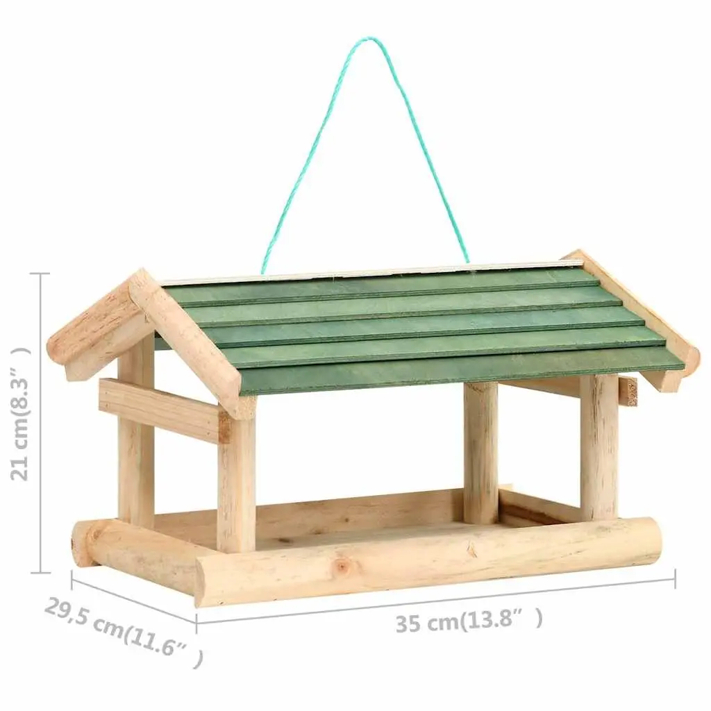 Bird Feeder Outdoor Wall Hanging Solid Wood Brown Weatherproof Garden Decor 35 x 29.5 x 21 cm