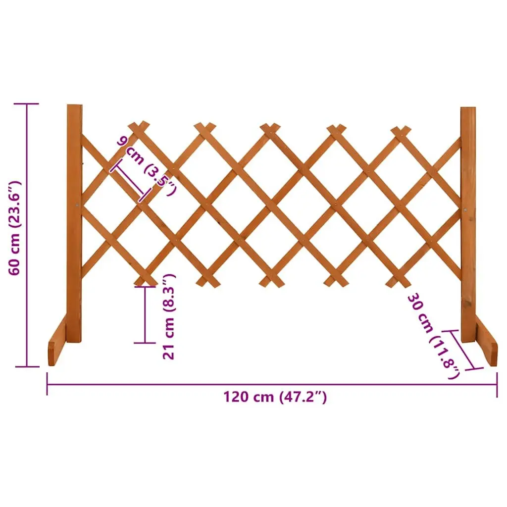 Garden Trellis Fence Panel Expandable Wooden Outdoor Privacy Screen 120x60cm Orange