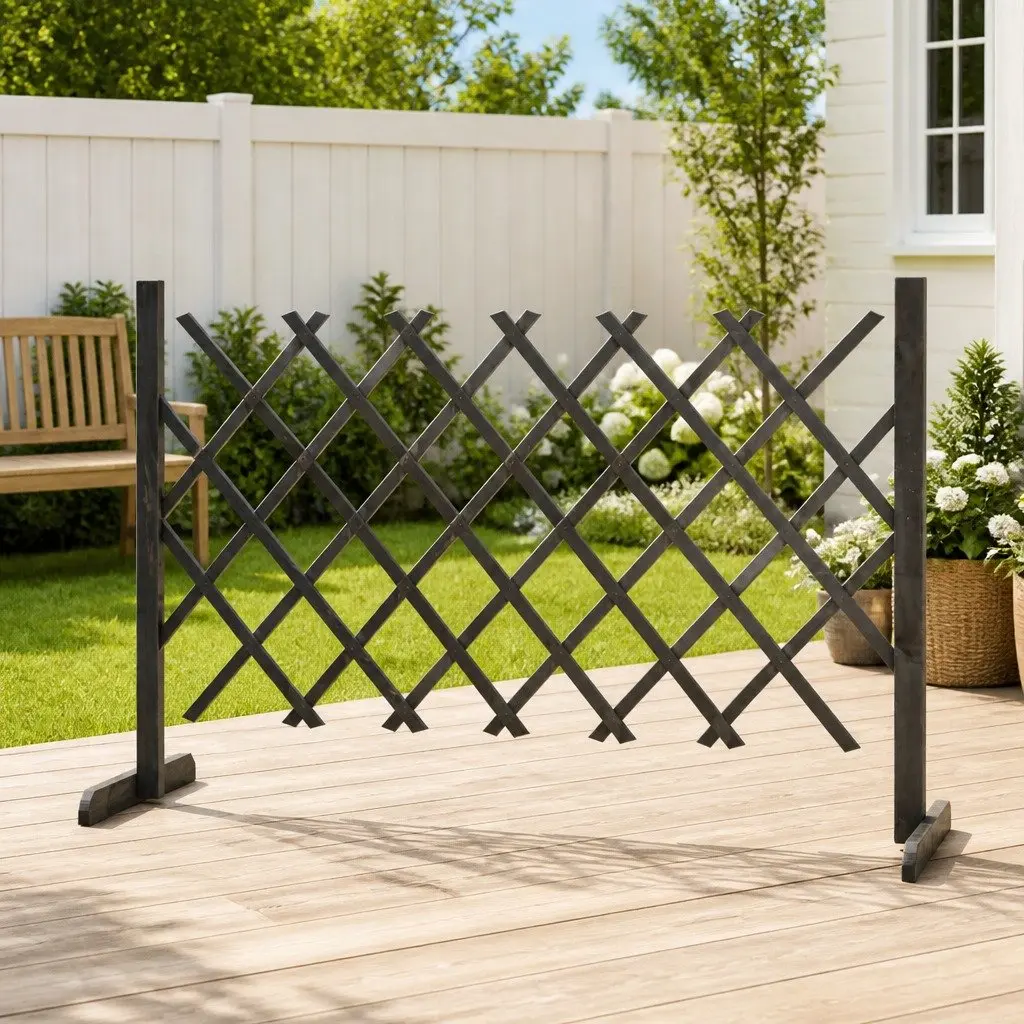 Garden Trellis Fence Panel Privacy Screen 120x90 cm Expandable Grey