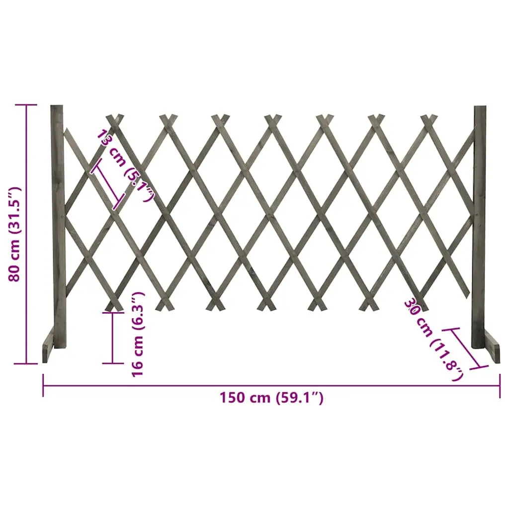 Garden Trellis Fence Panel Expandable Outdoor Privacy Support Climbing Plants 150x80 cm Grey