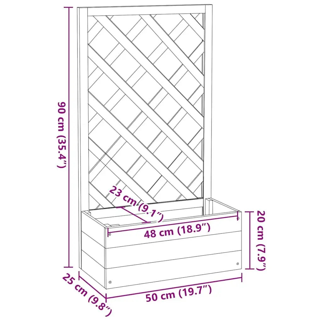 Garden Trellis Planter Outdoor Climbing Plants Flower Box Grey 50x25x90cm