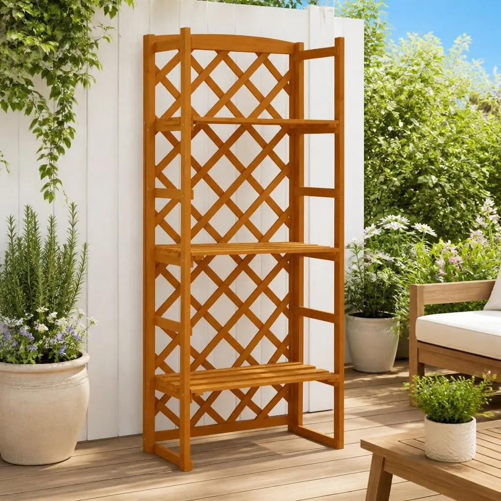 Wooden Plant Stand with Trellis for Potted Plants 60x30x140 cm Orange