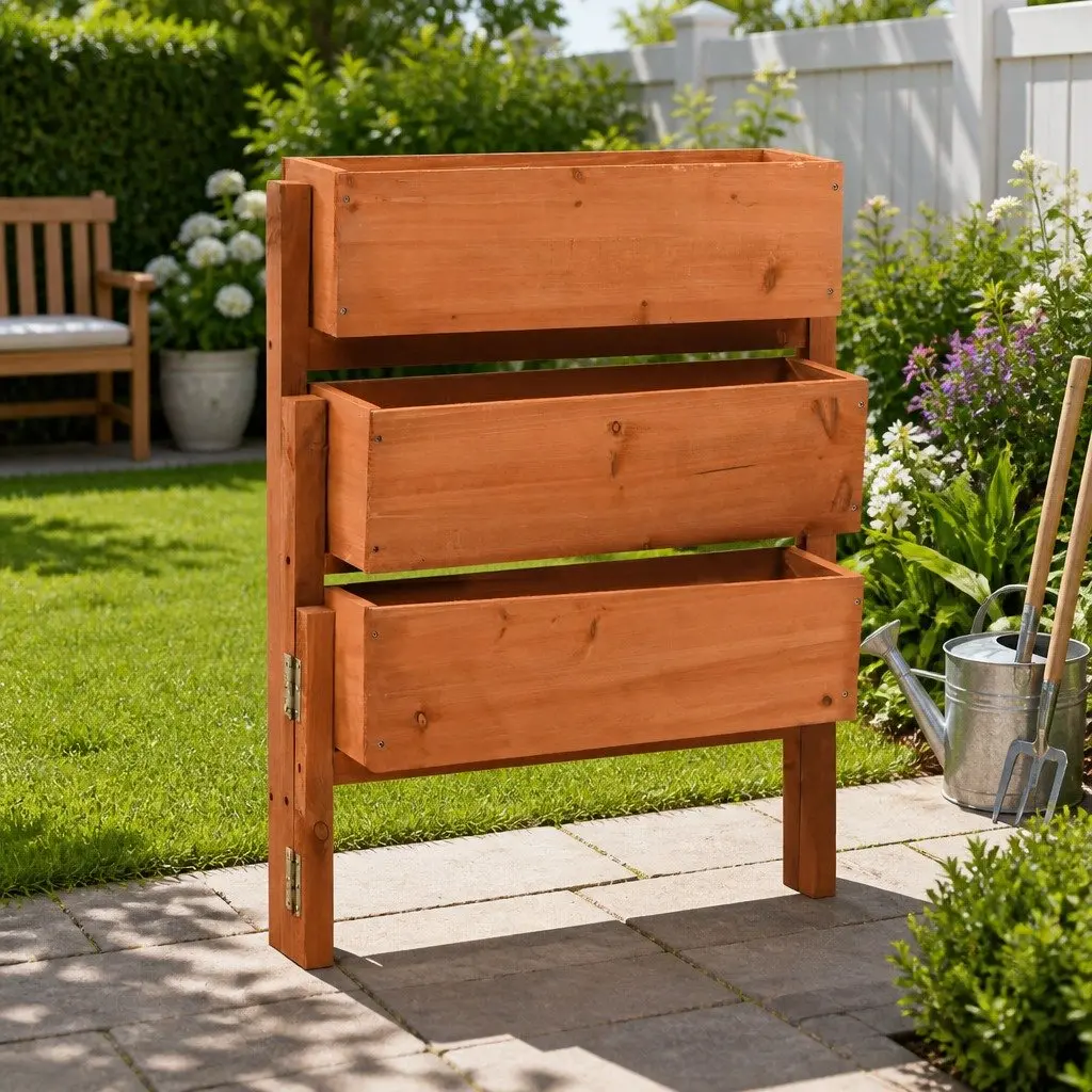 Garden Folding Planter Orange 60x14x75cm Solid Firwood Raised Flower Bed Box