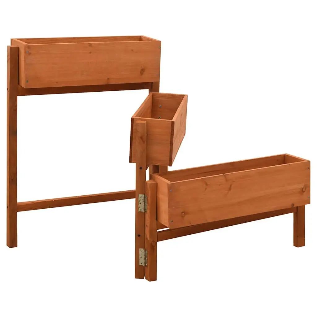 Garden Folding Planter Orange 60x14x75cm Solid Firwood Raised Flower Bed Box