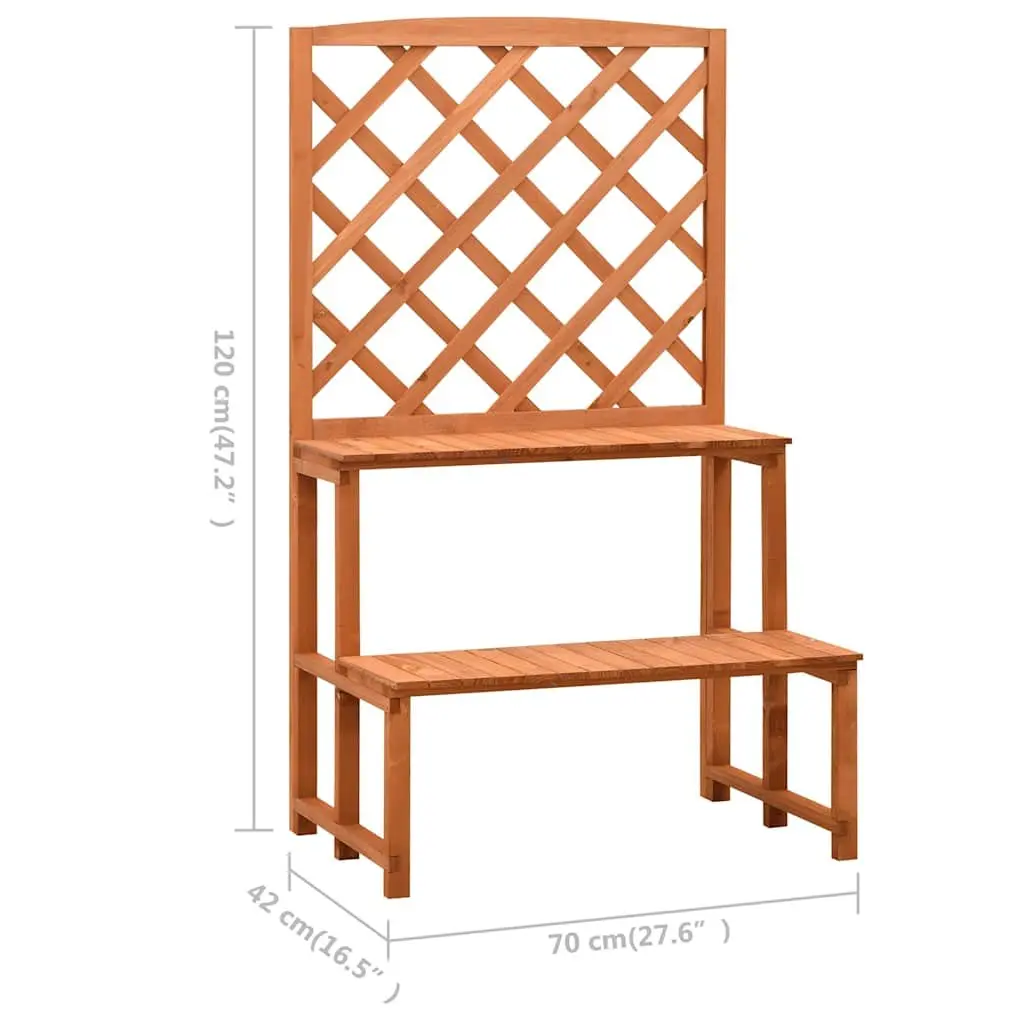 Plant Stand Trellis Ladder Shelves 70x42x120cm Orange Solid Firwood