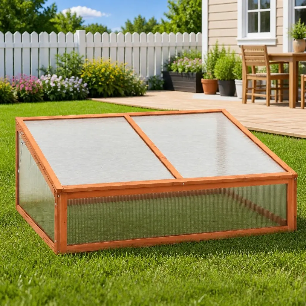 Wooden Greenhouse Garden Plant Protection 100x65x40 cm Brown