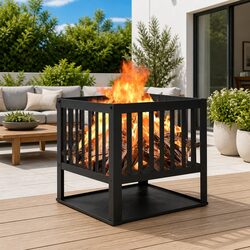 Reliable Black Steel Fire Pit for Outdoor Use