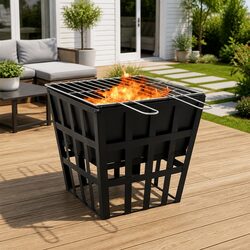 Reliable 2-in-1 Fire Pit BBQ Grill for Warmth and Cooking