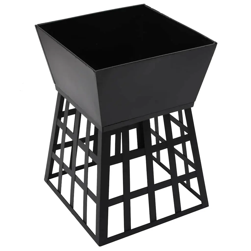2-in-1 Fire Pit BBQ Grill Outdoor Cooking 34x34x48cm Black Steel